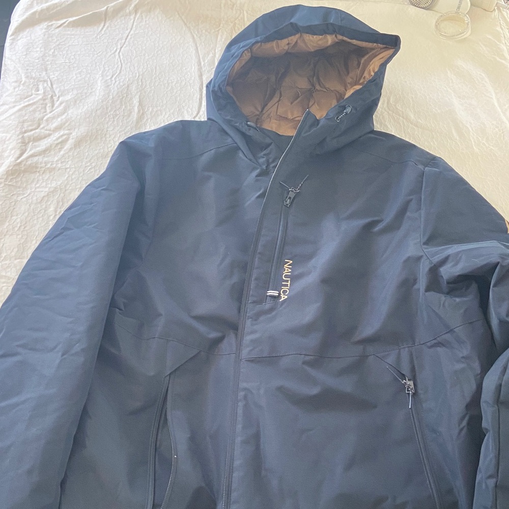 Nautica Men's Navy Hooded winter/ spring coat - Picture 2 of 13
